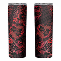 Polynesian Turtle Valentine Skinny Tumbler You And Me Red Hibiscus Heart LT01 Red - Polynesian Pride