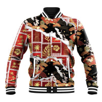 Hawaii Japanese Culture Black Baseball Jacket Spring Cranes Aloha Pattern