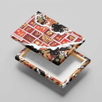Hawaii Japanese Culture Black Canvas Wall Art Spring Cranes Aloha Pattern