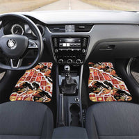 Hawaii Japanese Culture Black Car Mats Spring Cranes Aloha Pattern