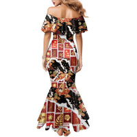 Hawaii Japanese Culture Black Family Matching Mermaid Dress and Hawaiian Shirt Spring Cranes Aloha Pattern LT01 - Polynesian Pride