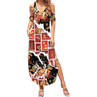 Hawaii Japanese Culture Black Family Matching Summer Maxi Dress and Hawaiian Shirt Spring Cranes Aloha Pattern LT01 Mom's Dress Black - Polynesian Pride