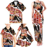 Hawaii Japanese Culture Black Family Matching Tank Maxi Dress and Hawaiian Shirt Spring Cranes Aloha Pattern LT01 - Polynesian Pride