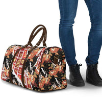Hawaii Japanese Culture Black Travel Bag Spring Cranes Aloha Pattern