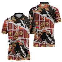Hawaii Japanese Culture Black Zipper Polo Shirt Spring Cranes Aloha Pattern