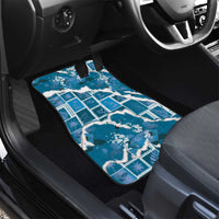 Hawaii Japanese Culture Blue Car Mats Spring Cranes Aloha Pattern