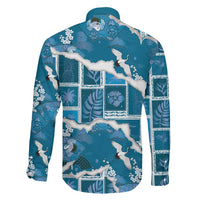Hawaii Japanese Culture Blue Family Matching Tank Maxi Dress and Hawaiian Shirt Spring Cranes Aloha Pattern LT01 - Polynesian Pride