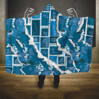 Hawaii Japanese Culture Blue Hooded Blanket Spring Cranes Aloha Pattern
