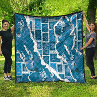 Hawaii Japanese Culture Blue Quilt Spring Cranes Aloha Pattern