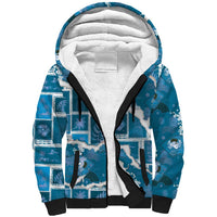 Hawaii Japanese Culture Blue Sherpa Hoodie Spring Cranes Aloha Pattern