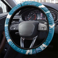 Hawaii Japanese Culture Blue Steering Wheel Cover Spring Cranes Aloha Pattern