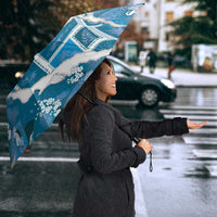Hawaii Japanese Culture Blue Umbrella Spring Cranes Aloha Pattern