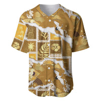 Hawaii Japanese Culture Gold Baseball Jersey Spring Cranes Aloha Pattern