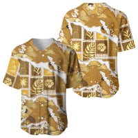 Hawaii Japanese Culture Gold Baseball Jersey Spring Cranes Aloha Pattern