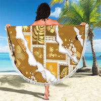 Hawaii Japanese Culture Gold Beach Blanket Spring Cranes Aloha Pattern