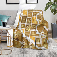 Hawaii Japanese Culture Gold Blanket Spring Cranes Aloha Pattern