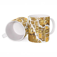 Hawaii Japanese Culture Gold Ceramic Mug Spring Cranes Aloha Pattern