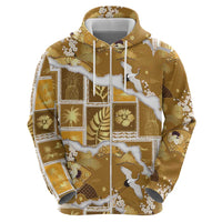 Hawaii Japanese Culture Gold Hoodie Spring Cranes Aloha Pattern
