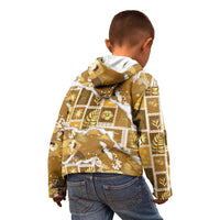 Hawaii Japanese Culture Gold Kid Hoodie Spring Cranes Aloha Pattern