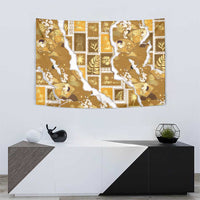 Hawaii Japanese Culture Gold Tapestry Spring Cranes Aloha Pattern