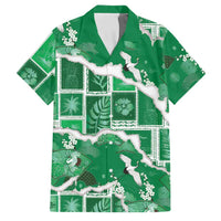 Hawaii Japanese Culture Green Family Matching Mermaid Dress and Hawaiian Shirt Spring Cranes Aloha Pattern LT01 Dad's Shirt - Short Sleeve Green - Polynesian Pride
