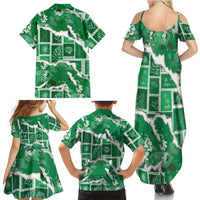 Hawaii Japanese Culture Green Family Matching Summer Maxi Dress and Hawaiian Shirt Spring Cranes Aloha Pattern LT01 - Polynesian Pride