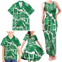 Hawaii Japanese Culture Green Family Matching Tank Maxi Dress and Hawaiian Shirt Spring Cranes Aloha Pattern LT01 - Polynesian Pride