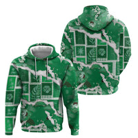 Hawaii Japanese Culture Green Zip Hoodie Spring Cranes Aloha Pattern