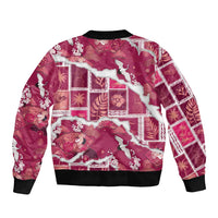 Hawaii Japanese Culture Pink Bomber Jacket Spring Cranes Aloha Pattern