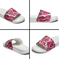 Hawaii Japanese Culture Pink Slide Sandals Spring Cranes Aloha Pattern