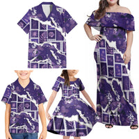 Hawaii Japanese Culture Purple Family Matching Off Shoulder Maxi Dress and Hawaiian Shirt Spring Cranes Aloha Pattern LT01 - Polynesian Pride