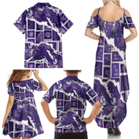 Hawaii Japanese Culture Purple Family Matching Summer Maxi Dress and Hawaiian Shirt Spring Cranes Aloha Pattern LT01 - Polynesian Pride