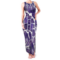 Hawaii Japanese Culture Purple Family Matching Tank Maxi Dress and Hawaiian Shirt Spring Cranes Aloha Pattern LT01 Mom's Dress Purple - Polynesian Pride