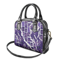 Hawaii Japanese Culture Purple Shoulder Handbag Spring Cranes Aloha Pattern