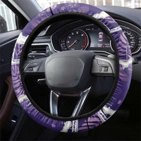 Hawaii Japanese Culture Purple Steering Wheel Cover Spring Cranes Aloha Pattern