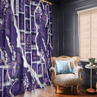 Hawaii Japanese Culture Purple Window Curtain Spring Cranes Aloha Pattern