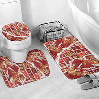 Hawaii Japanese Culture Red Bathroom Set Spring Cranes Aloha Pattern