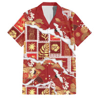 Hawaii Japanese Culture Red Hawaiian Shirt Spring Cranes Aloha Pattern