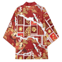 Hawaii Japanese Culture Red Kimono Spring Cranes Aloha Pattern