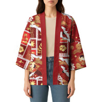 Hawaii Japanese Culture Red Kimono Spring Cranes Aloha Pattern