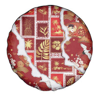 Hawaii Japanese Culture Red Spare Tire Cover Spring Cranes Aloha Pattern