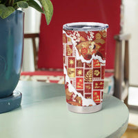 Hawaii Japanese Culture Red Tumbler Cup Spring Cranes Aloha Pattern