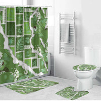 Hawaii Japanese Culture Sage Green Bathroom Set Spring Cranes Aloha Pattern
