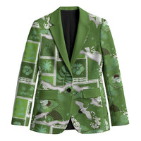 Hawaii Japanese Culture Sage Green Blazer Spring Cranes Aloha Pattern