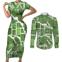 Hawaii Japanese Culture Sage Green Couples Matching Short Sleeve Bodycon Dress and Long Sleeve Button Shirt Spring Cranes Aloha Pattern LT01 Sage - Polynesian Pride
