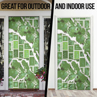 Hawaii Japanese Culture Sage Green Door Cover Spring Cranes Aloha Pattern