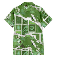 Hawaii Japanese Culture Sage Green Family Matching Off Shoulder Maxi Dress and Hawaiian Shirt Spring Cranes Aloha Pattern LT01 - Polynesian Pride