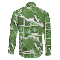 Hawaii Japanese Culture Sage Green Family Matching Off Shoulder Short Dress and Hawaiian Shirt Spring Cranes Aloha Pattern LT01 - Polynesian Pride