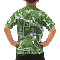 Hawaii Japanese Culture Sage Green Kid Hawaiian Shirt Spring Cranes Aloha Pattern