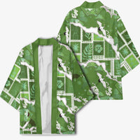 Hawaii Japanese Culture Sage Green Kimono Spring Cranes Aloha Pattern